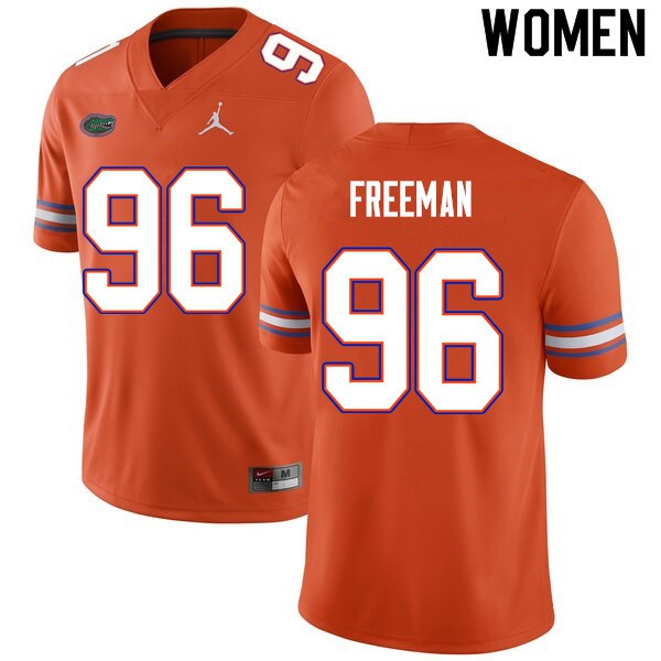 Women #96 Travis Freeman Florida Gators College Football Jersey Orange